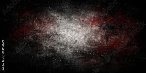 Dark abstract grunge background with red texture and smoke cloud effects creating an explosive storm of light and fire in a black night sky backdrop