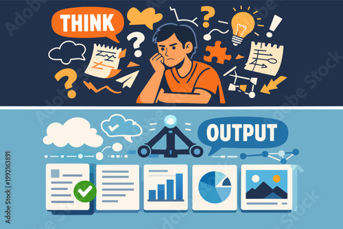 Visualizing the thought process from initial concept generation and analysis to structured data and creative results