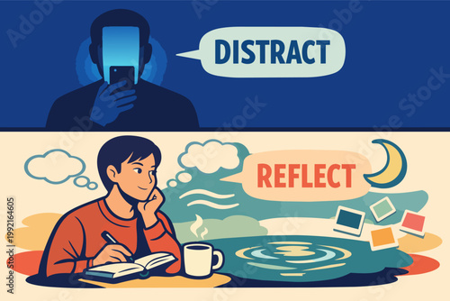 Comparing digital distraction from devices with calm reflection through journaling and mindful thought