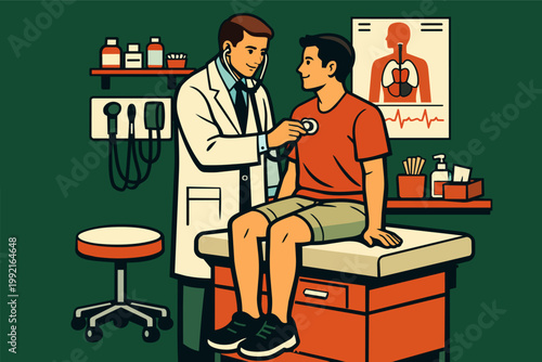 Doctor examining patient with a stethoscope during a medical checkup, illustrating routine healthcare and prevention