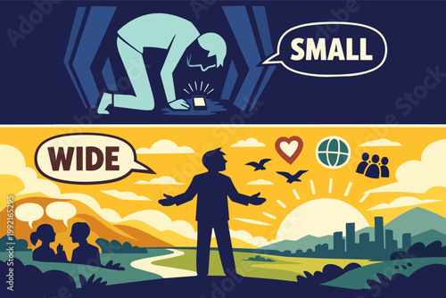 Choosing between digital screen focus and appreciating the wide view of nature, connection, and life experiences