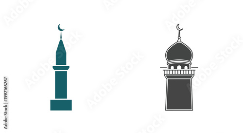 Minarets with crescent moon tops.