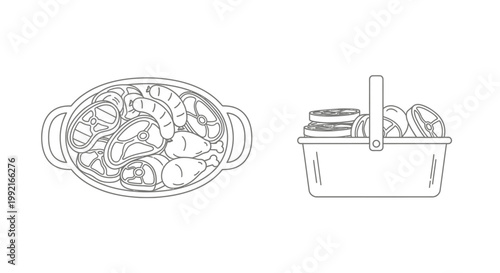 Seafood in a cooking dish.