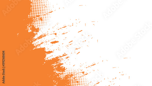 Cuadro en lienzo Vector of Orange Watercolor Diagonal Brush Stroke Background with Minimalist Whi