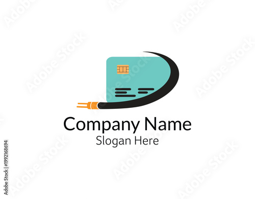Creative abstract logo concept combining cable and credit card icon