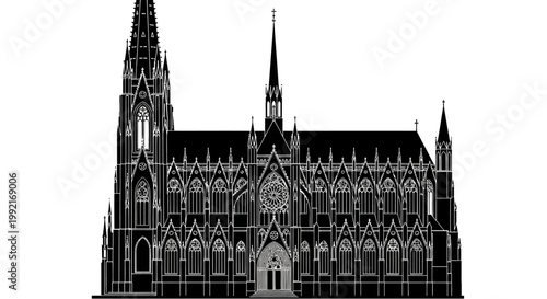 Gothic Cathedral Architecture Building Facade.
