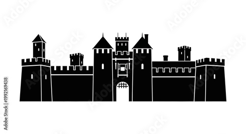 Black silhouette of medieval castle.