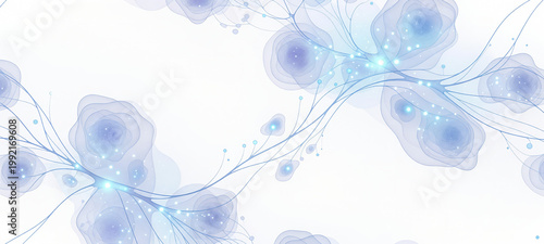 Bild auf Leinwand Abstract blue neural connection or synapse network on white background