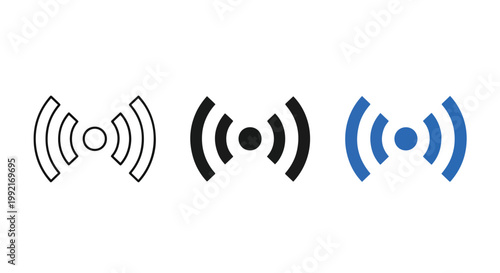 wifi signal strength icon set vector - Minimalist, flat icon, outline, glyph, linear, clipart, sticker - icon set