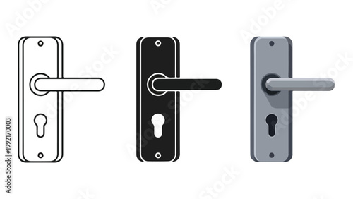 Modern door handle icon in outline and solid style - Editable line icons. Vector illustration - Glyph and solid icon set - Icon vector