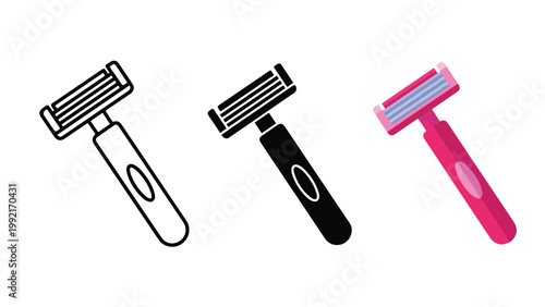 Modern razor for shaving and grooming icon - Editable line icons. Vector illustration - Glyph and solid icon set - Icon vector