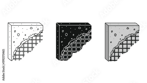 Concrete wall reinforcement construction icon - Line and glyph solid icon and logo template - Clipart, sticker - icon set