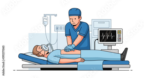 A dedicated nurse checking medical monitors and providing bedside care for a patient recovering in a hospital room