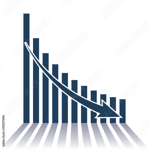 Business crisis chart with falling arrow