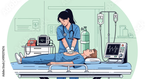 Healthcare Worker Assisting Patient in Hospital Recovery Room