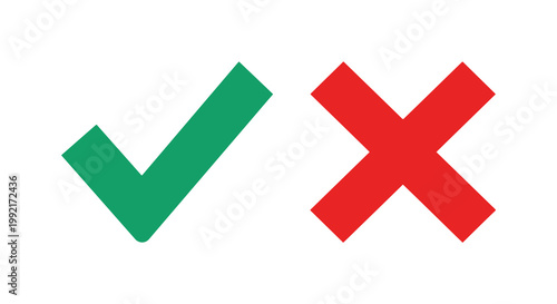Green checkmark and red x symbols offer contrasting approval a silhouette
