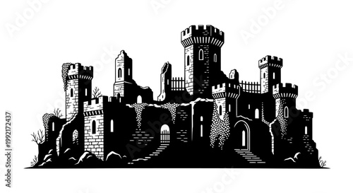 Medieval Castle Architecture Stone Structure.