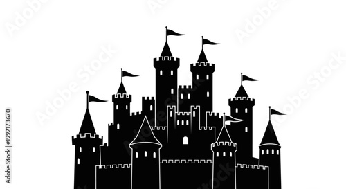 Black silhouette of a medieval castle.