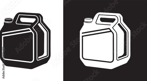 Oil can icon set in black and white stroke lines vector 
