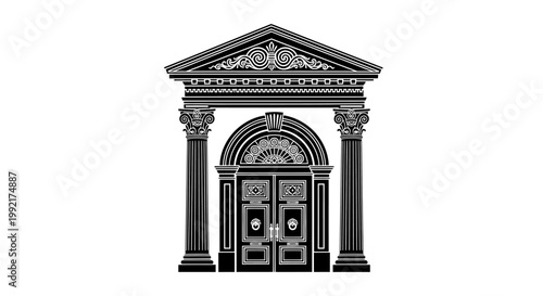 Detailed drawing of a classic door.