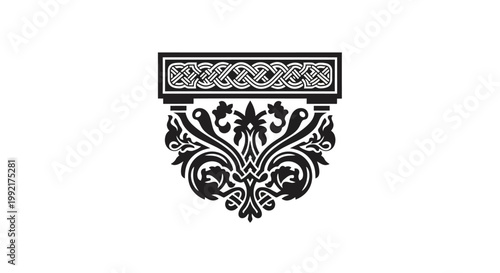Black and white ornate decorative design.