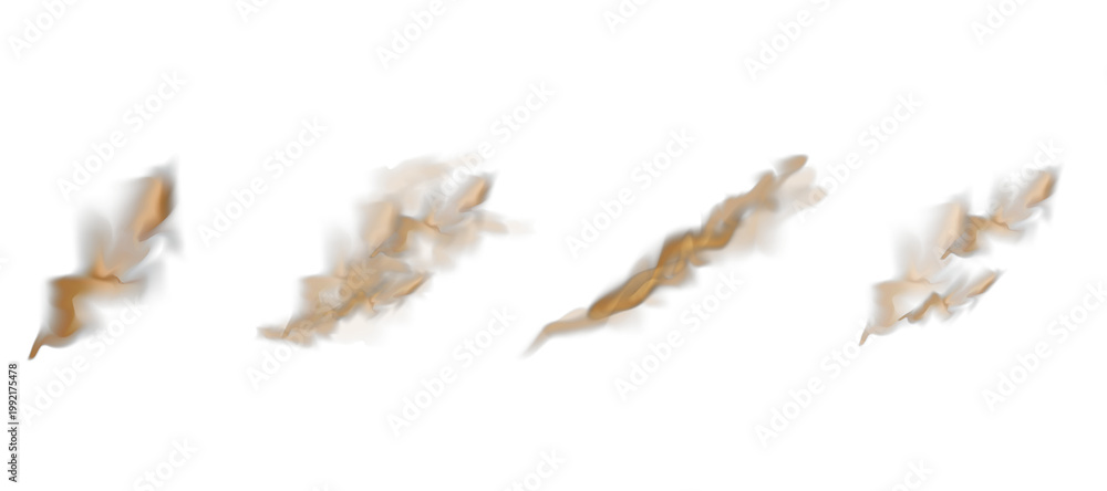 Fototapeta premium PNG brown sand cloud collection isolated on transparent background This set features soft desert powder smoke and light particles for overlay compositing use