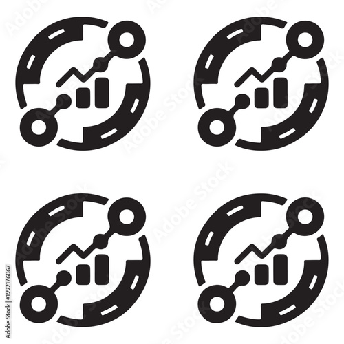 Business growth analytics circular icons vector 