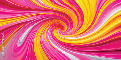 This vibrant digital art wallpaper features an abstract colorful background with swirling pink lines that create a bright, energetic vortex pattern through a radiant rainbow fractal design