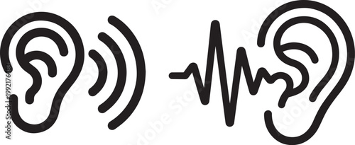 Hearing and sound wave concept with ear icons