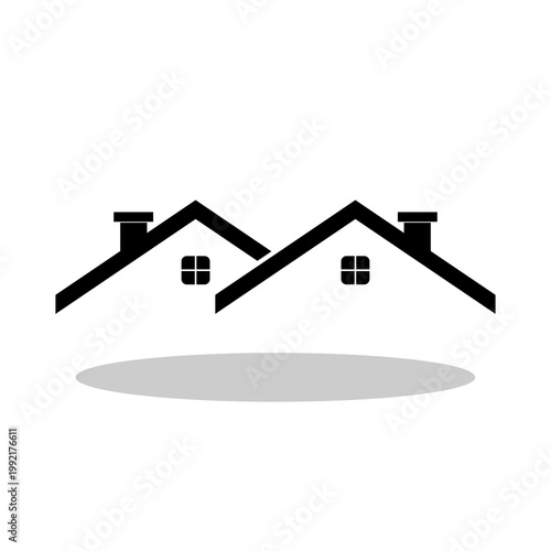 Simple Roof icon, real estate icon with shadow
