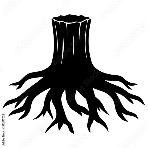 Tree Stump With Roots Silhouette Transparent Background