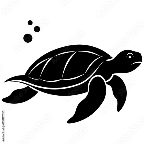 Turtle Swimming Underwater Silhouette Transparent Background