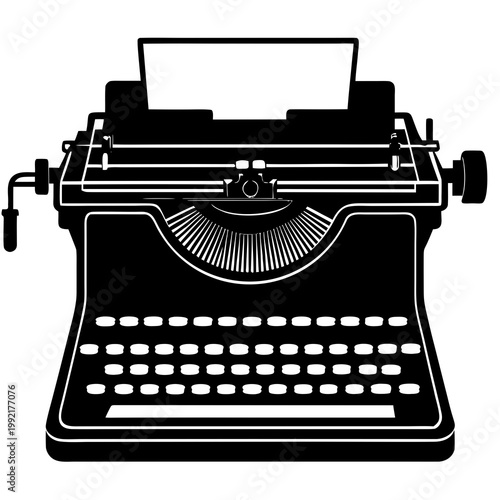 Vintage Typewriter Silhouette Transparent Background