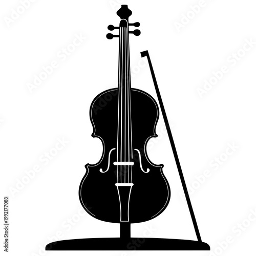 Violin Resting On Stand Silhouette Transparent Background