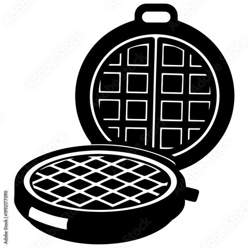 Waffle Maker Opened With Waffles Silhouette Transparent Background