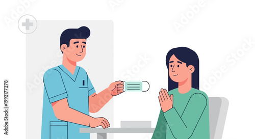 Nurses give masks to patients