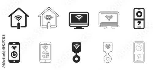 Wi-Fi icons for smart home devices on white background