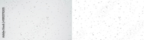 Canvas Print Realistic water droplets, drops, raindrop on transparent wet clear window surface - Crystal clarity, fresh liquid aqua texture
