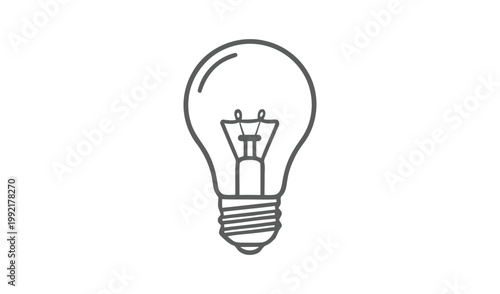 A simple line drawing of a light bulb, symbolizing ideas and innovation, isolated on a white background, perfect for creative concepts.