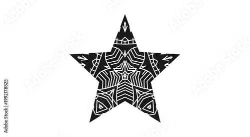 Black star shape with white patterns.