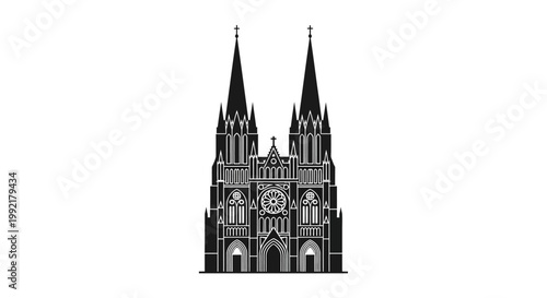 Gothic cathedral towers and facade.