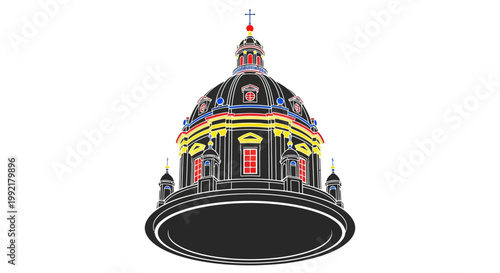 Colorful dome of a building.
