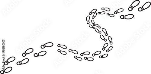 Human footprint trail path vector for discovery and journey concept