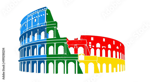 Colorful Colosseum Architectural Model Structure.