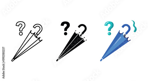 question mark icons set confusion concept - Solid vector icons  - Clipart, sticker - icon set