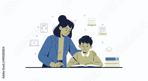 Dedicated Tutor Guiding Student with Homework and Providing Academic Support.