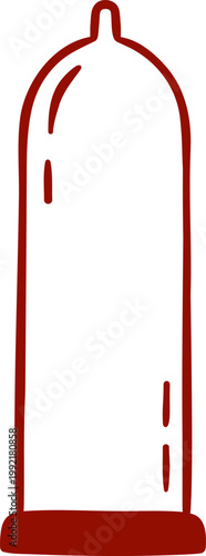 condom, safe sex, contraceptive, accessories for sex games, simple red icon for sex shop in minimalist sketch style