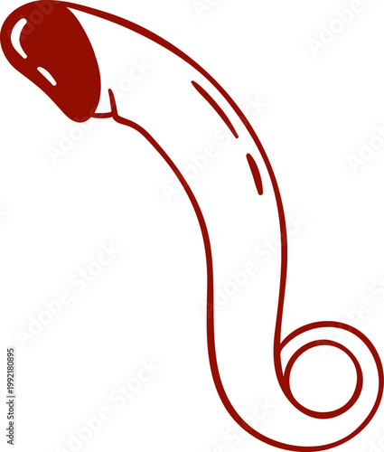 vibrator penis, dildo,  adult sex toy, accessories for sex games and bdsm, simple linear red icon, doodle and sketch style