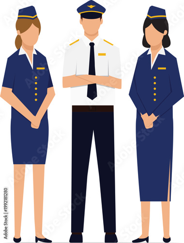 Airline worker pilot stewardess stock illustration