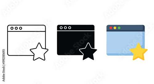 web browser star rating icon set - Solid vector icons  - Clipart, sticker - icon set